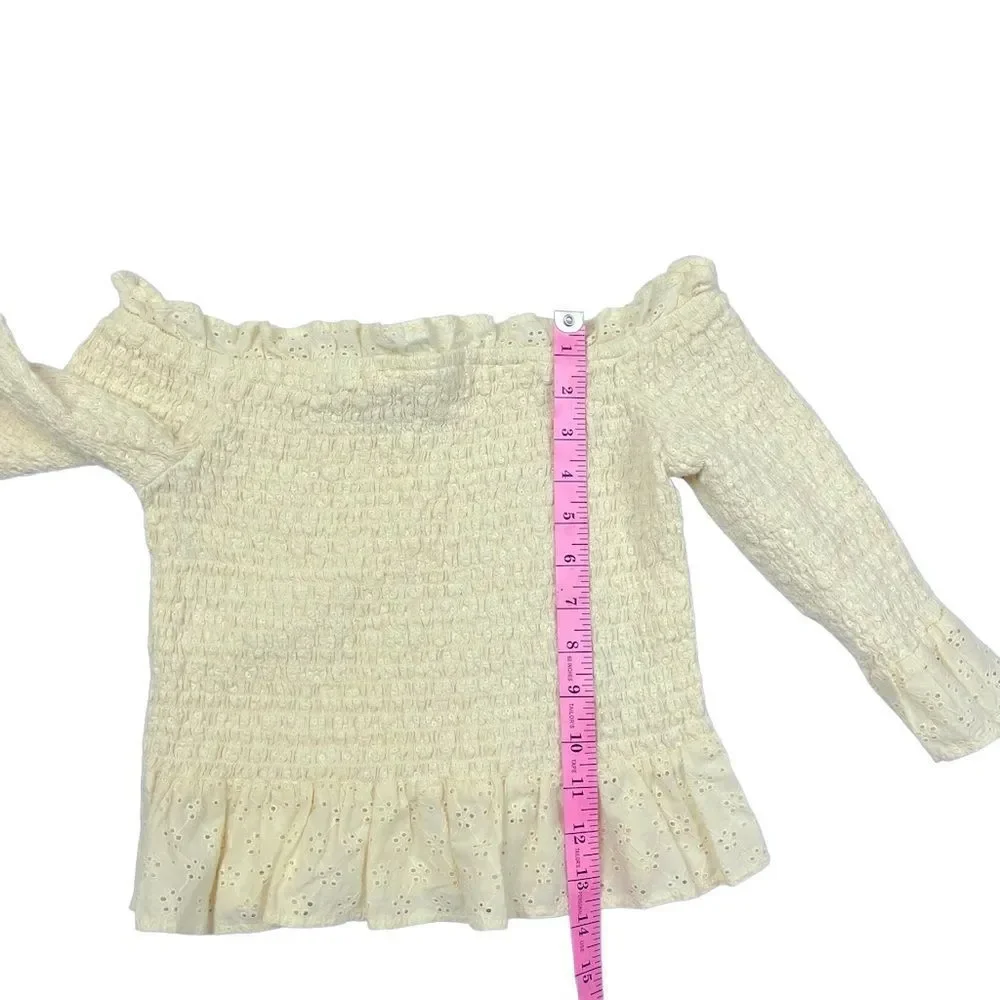 American Eagle Pale Yellow off the shoulder Ruffle Tube Top Women’s Size XS